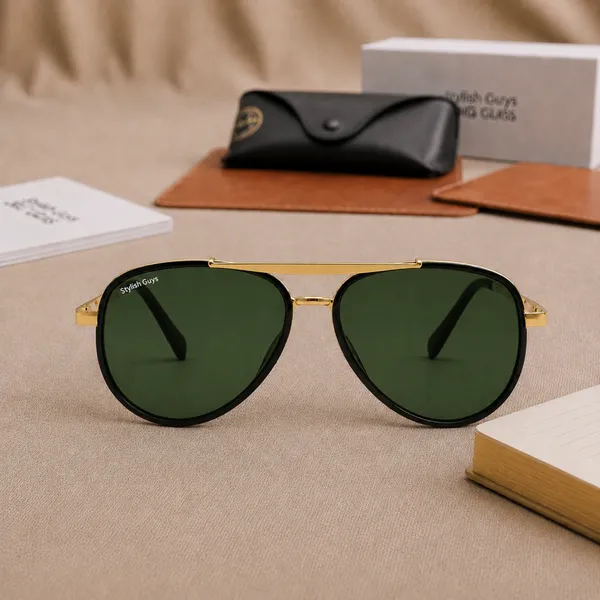 Sunglasses_For_Men_With_Green_Glass_Golden_Frame_4414_Aviator_Oval_Sunglass_By_Sunglasses_Deal_Green_Golden