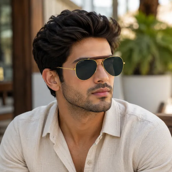 Sunglasses_For_Men_With_Black_Glass_Golden_Frame_3422_Aviator_Bridge_Sunglass_By_Sunglasses_Deal_Black_Golden