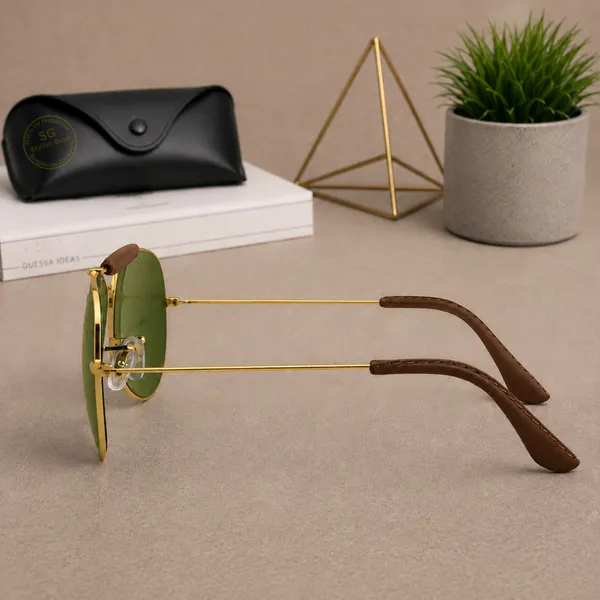 Sunglasses_For_Men_With_Green_Glass_Golden_Frame_3422_Aviator_Bridge_Sunglass_By_Sunglasses_Deal_Green_Golden
