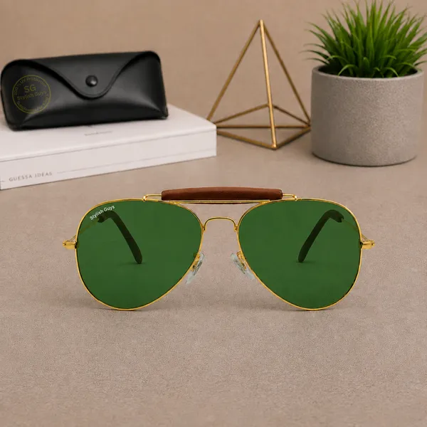 Sunglasses_For_Men_With_Green_Glass_Golden_Frame_3422_Aviator_Bridge_Sunglass_By_Sunglasses_Deal_Green_Golden