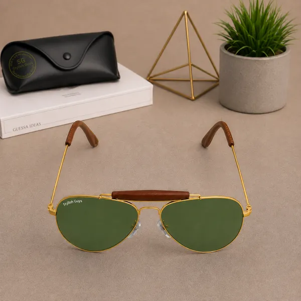 Sunglasses_For_Men_With_Green_Glass_Golden_Frame_3422_Aviator_Bridge_Sunglass_By_Sunglasses_Deal_Green_Golden