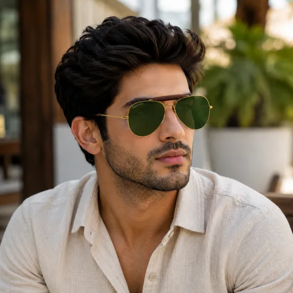 Sunglasses_For_Men_With_Green_Glass_Golden_Frame_3422_Aviator_Bridge_Sunglass_By_Sunglasses_Deal_Green_Golden