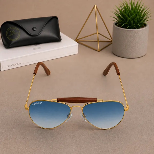 Sunglasses_For_Men_With_Blue_Shade_Glass_Golden_Frame_3422_Aviator_Bridge_Sunglass_By_Sunglasses_Deal_Blue_Shade_Golden