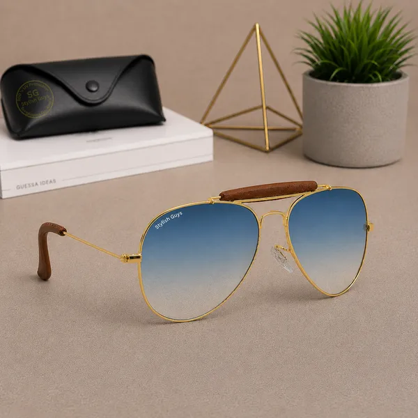 Sunglasses_For_Men_With_Blue_Shade_Glass_Golden_Frame_3422_Aviator_Bridge_Sunglass_By_Sunglasses_Deal_Blue_Shade_Golden