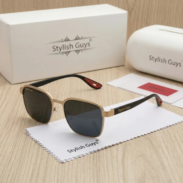 Sunglasses_For_Men_With_Black_Glass_Golden_Frame_07_Square_Polarized_Sunglass_By_Sunglasses_Deal_Black_Golden