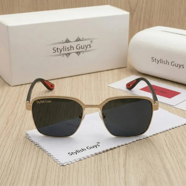 Sunglasses_For_Men_With_Black_Glass_Golden_Frame_07_Square_Polarized_Sunglass_By_Sunglasses_Deal_Black_Golden