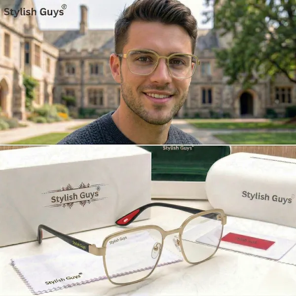 Sunglasses_For_Men_With_Clear_Glass_Golden_Frame_07_Square_Polarized_Sunglass_By_Sunglasses_Deal_Clear_Golden