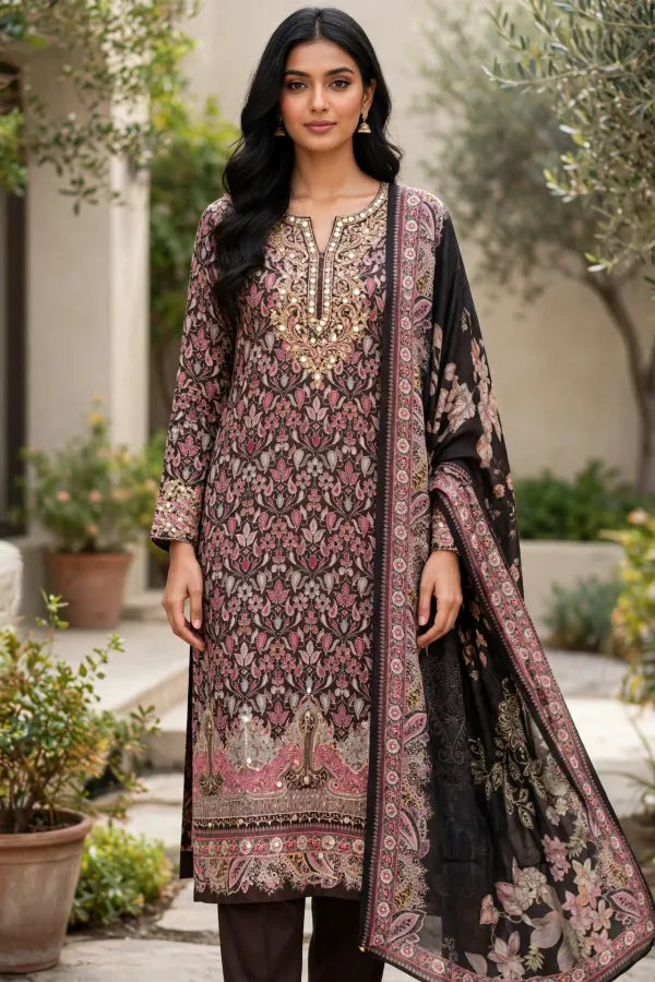 Dark_Chocolate_Brown_Unstitched_Embroidered_Salwar_Suit_Material