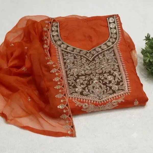 Orange_Rust_Unstitched_Embroidered_Salwar_Suit_Material