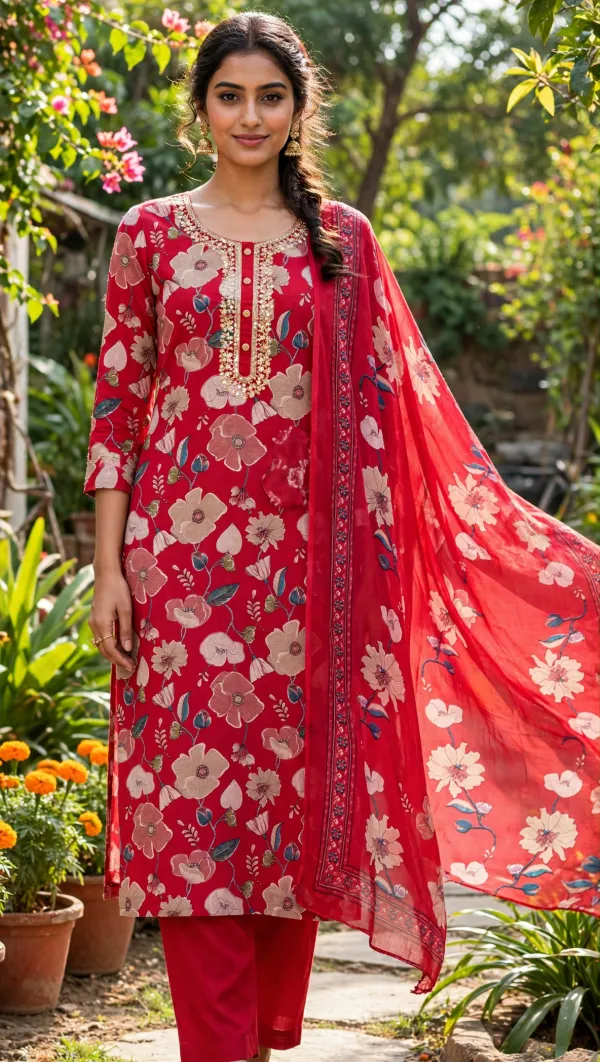 Cherry_Red_Unstitched_Woven_Floral_Unstiched_Suit_Material