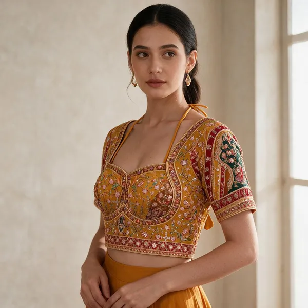 Orange_Pure_Viscose_Designer_Blouse_For_Women