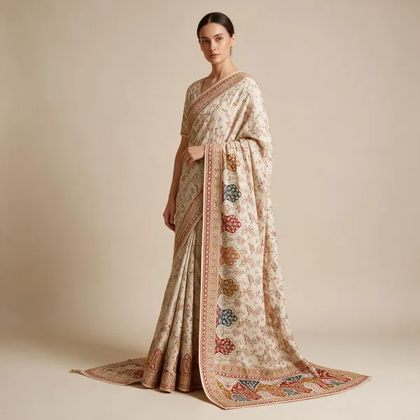 Cream_Pure_Viscose_Saree_For_Women
