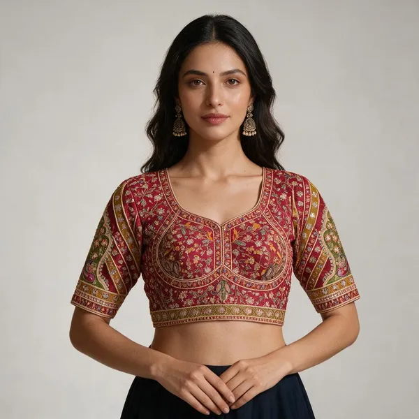 Red_Pure_Viscose_Designer_Blouse_For_Women