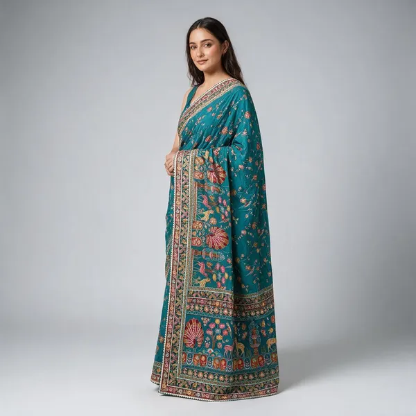 Teal_Pure_Viscose_Saree_For_Women