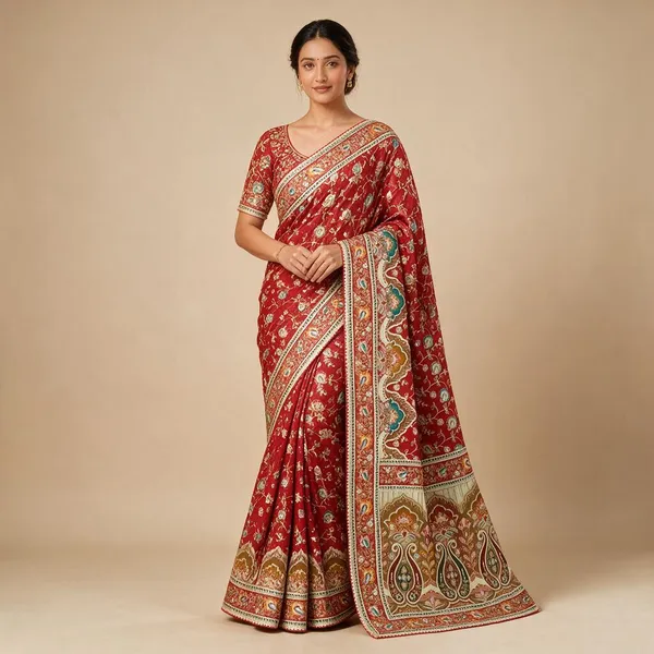 Red_Pure_Viscose_Saree_For_Women