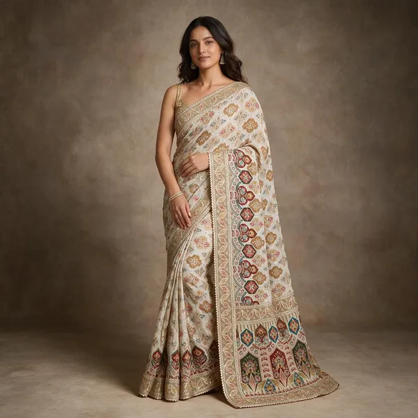 Cream_Pure_Viscose_Saree_For_Women