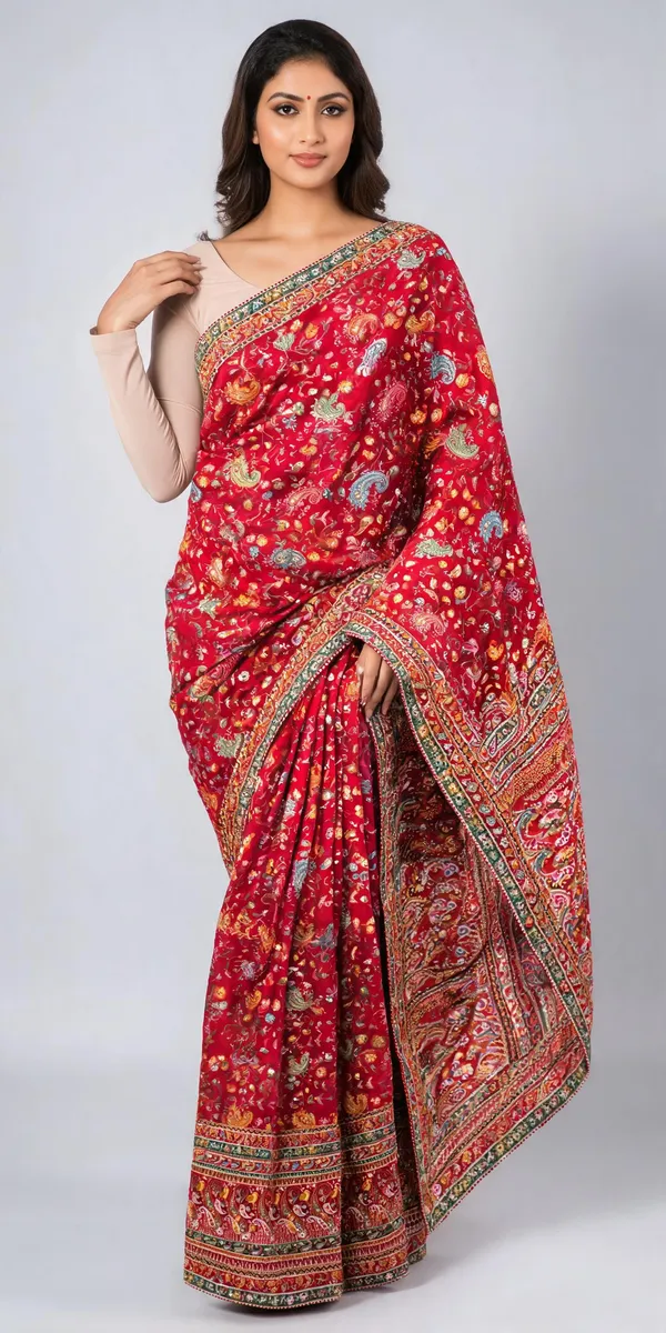 Red_Pure_Viscose_Saree_For_Women