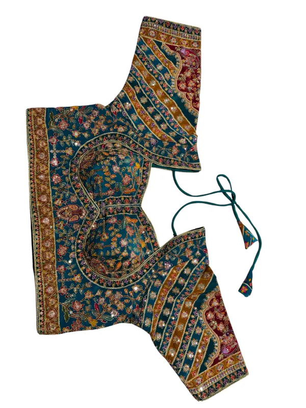 Teal_Pure_Viscose_Designer_Blouse_For_Women
