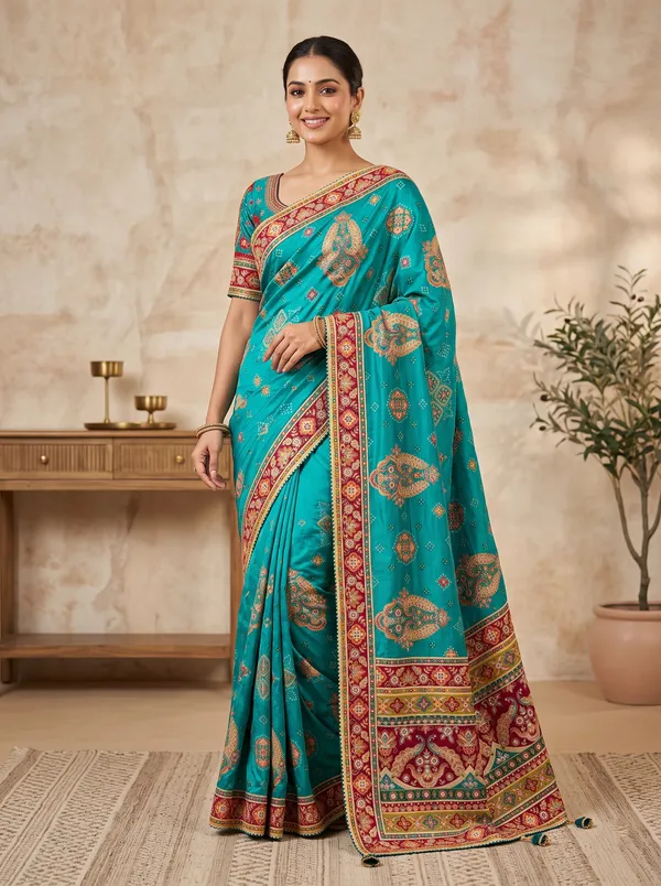 Teal_Pure_Viscose_Saree_For_Women
