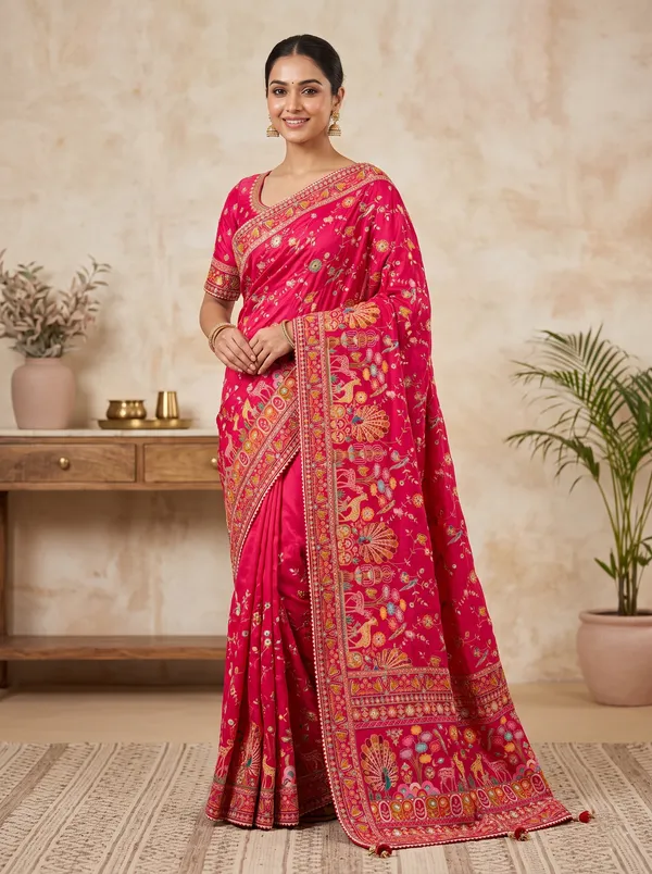 Red_Pure_Viscose_Saree_For_Women