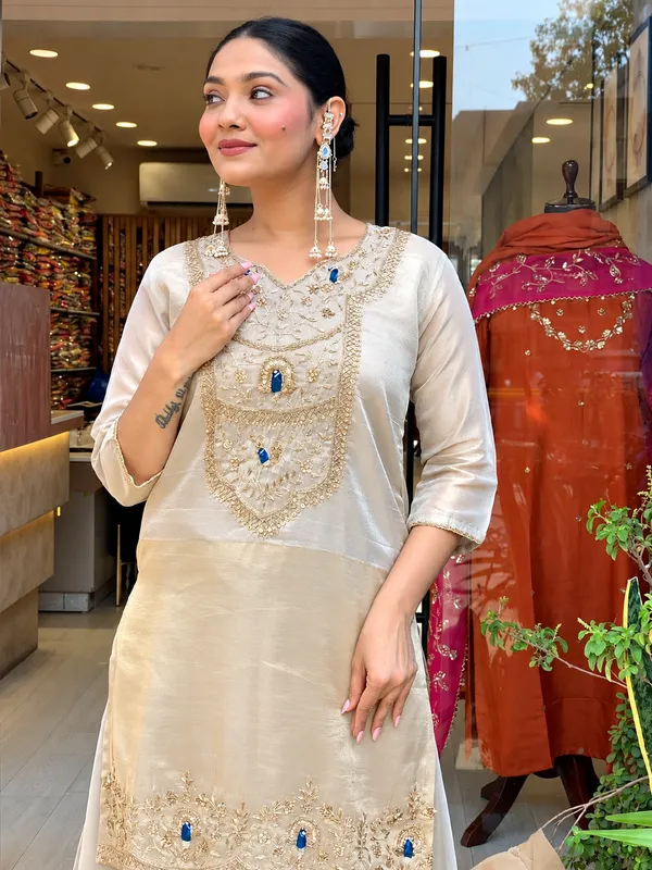 RajvanshiSuit_Women’s_Cream_Silk_Straight_Kurta_with_Heavy_Embroidery_&_Blue_Stone_Detailing