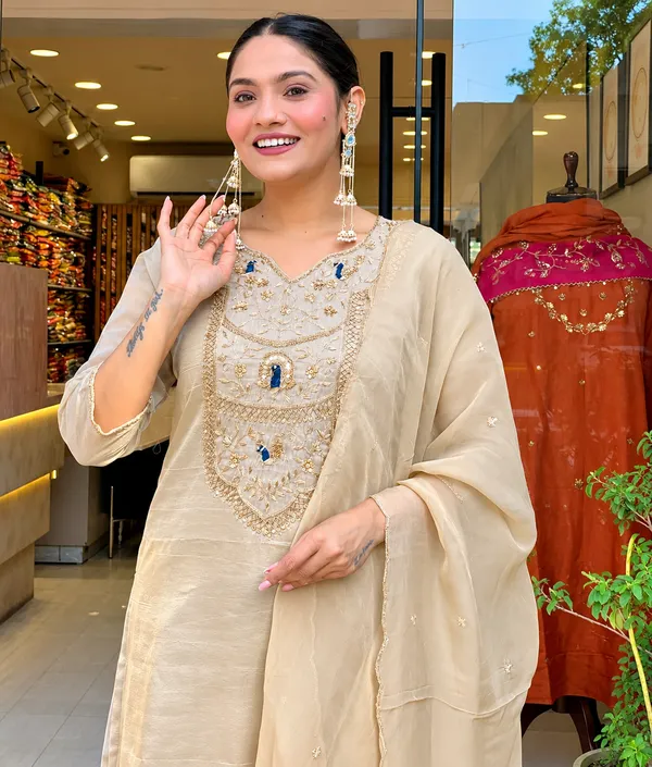 RajvanshiSuit_Women’s_Cream_Silk_Straight_Kurta_with_Heavy_Embroidery_&_Blue_Stone_Detailing