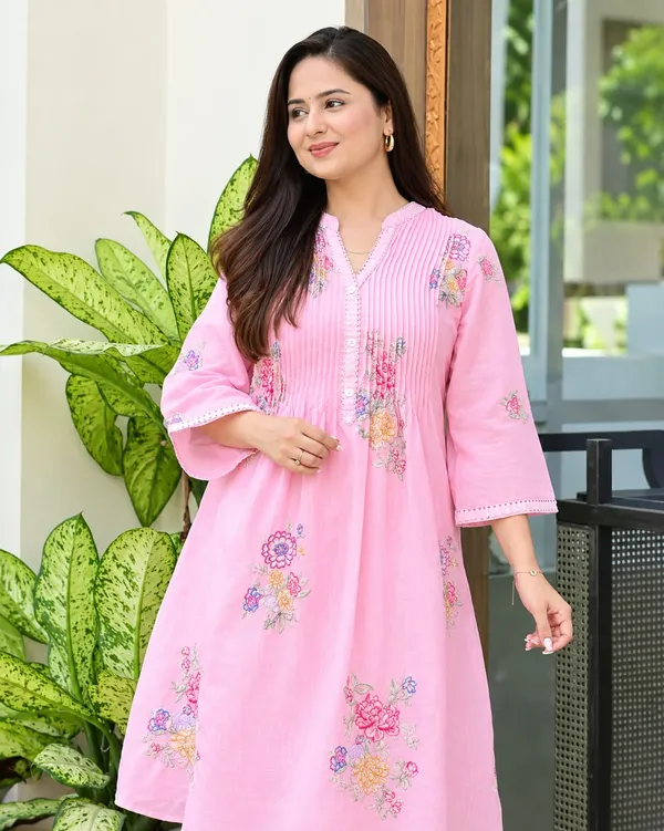 Pink_Cotton_Kurta_Set_For_Women_(2Pc)