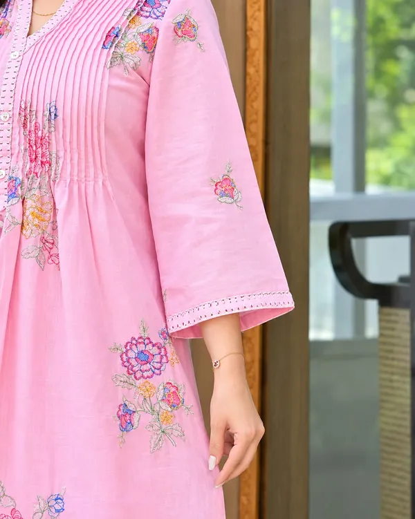 Pink_Cotton_Kurta_Set_For_Women_(2Pc)