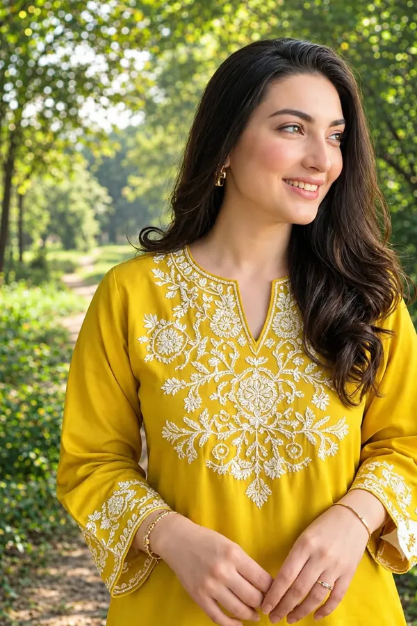 Yellow_And_White_Cotton_Kurta_Set_For_Women_(2Pc)