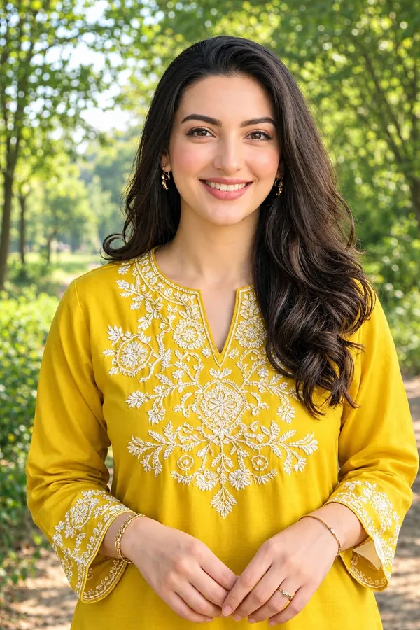 Yellow_And_White_Cotton_Kurta_Set_For_Women_(2Pc)