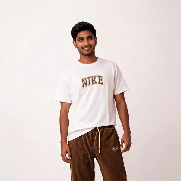 White_And_Coffee_Brown_Lycra_Cotton_Half_Sleeve_Casual_T-Shirt_And_Pant