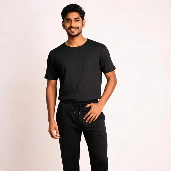 Best_And_Black_Lycra_Cotton_Half_Sleeve_Casual_T-Shirt_And_Pant