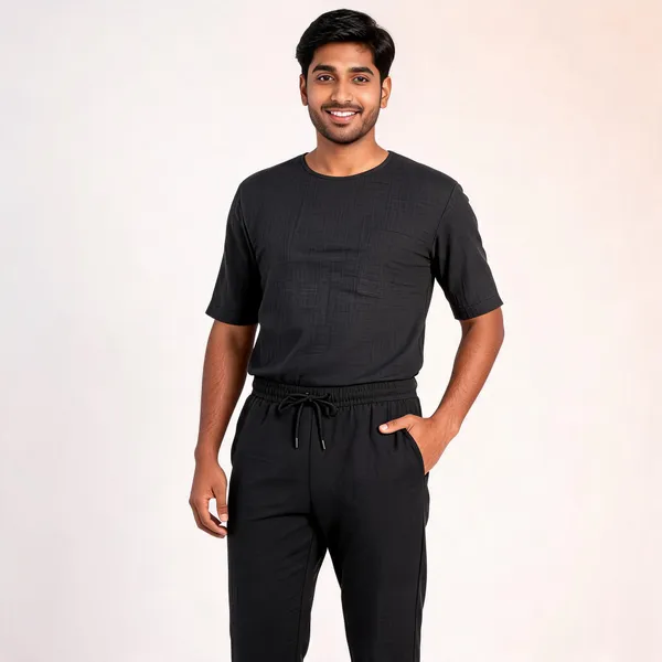 Best_And_Black_Lycra_Cotton_Half_Sleeve_Casual_T-Shirt_And_Pant