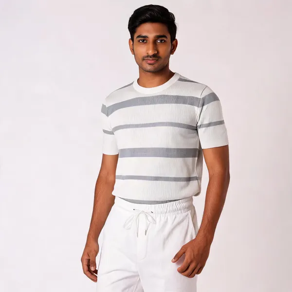 White_And_White_Lycra_Cotton_Half_Sleeve_Casual_T-Shirt_And_Pant