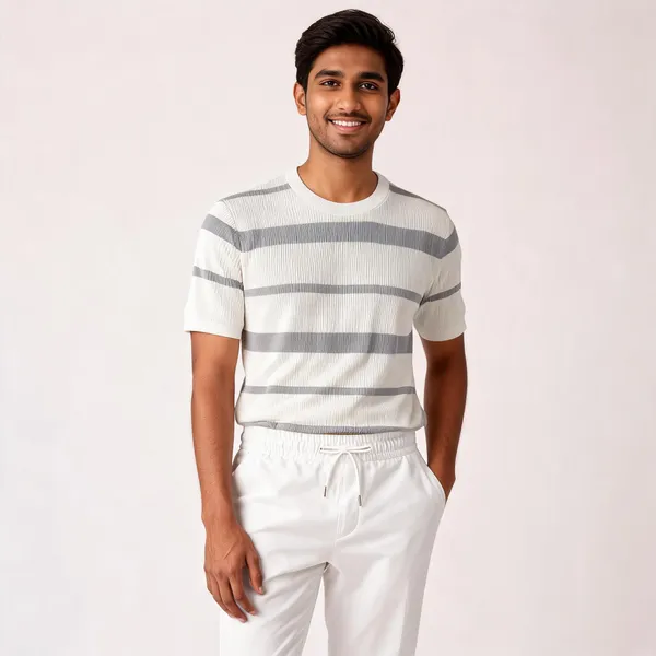 White_And_White_Lycra_Cotton_Half_Sleeve_Casual_T-Shirt_And_Pant