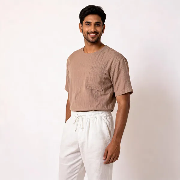 Light_Brown_And_White_Lycra_Cotton_Half_Sleeve_Casual_T-Shirt_And_Pant
