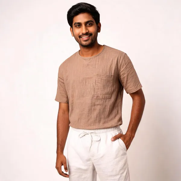 Light_Brown_And_White_Lycra_Cotton_Half_Sleeve_Casual_T-Shirt_And_Pant