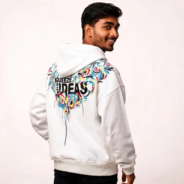 White_Print_Casual_Hoodies