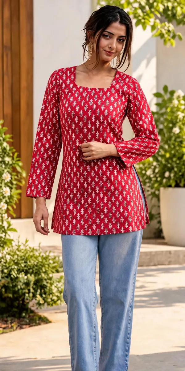Red_Cotten_40\40_Kurti_For_Women