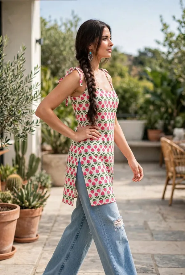 White_Floral_Print_Sleeveless_Tunic_Top_for_Women