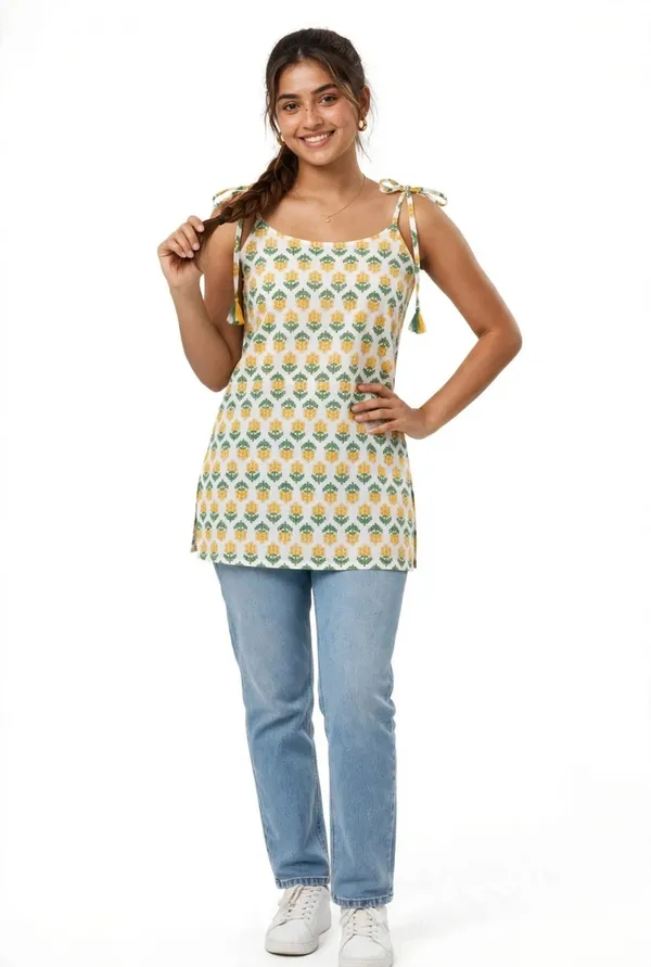 Yellow_Cotten_40\40_Kurti_For_Women