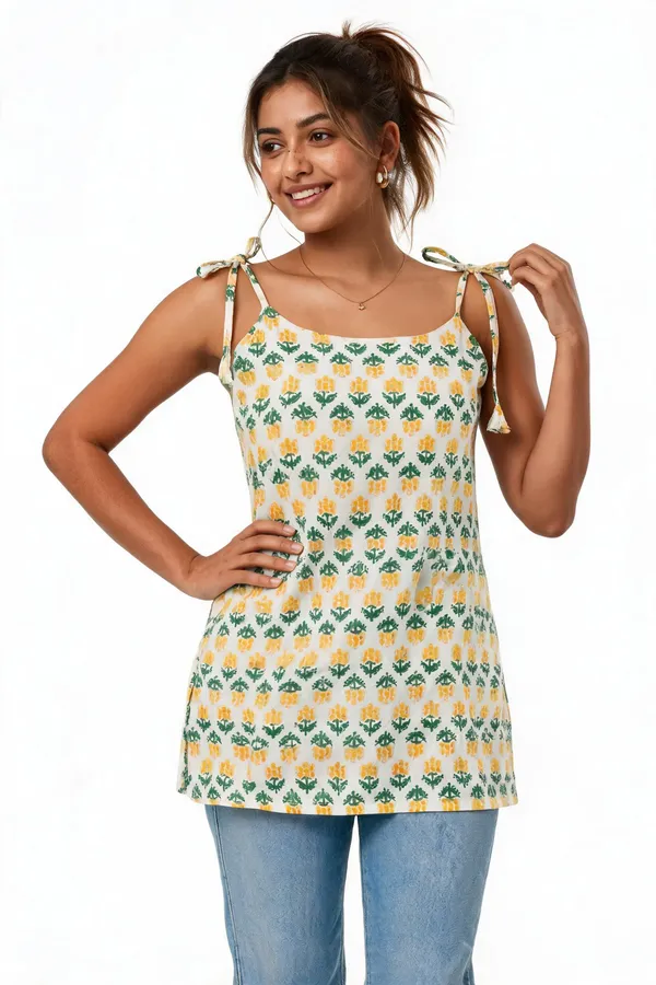 Yellow_Cotten_40\40_Kurti_For_Women