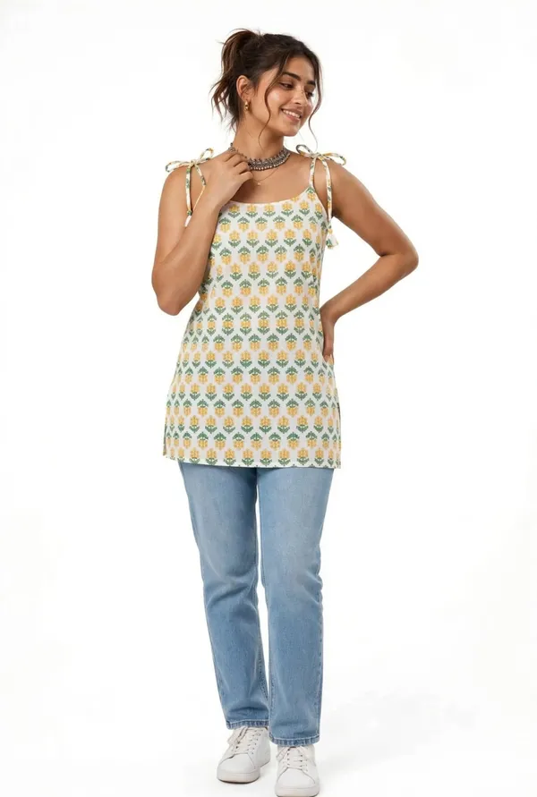 Yellow_Cotten_40\40_Kurti_For_Women