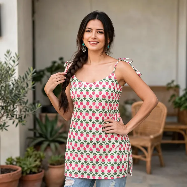 Pink_Cotten_40\40_Kurti_For_Women