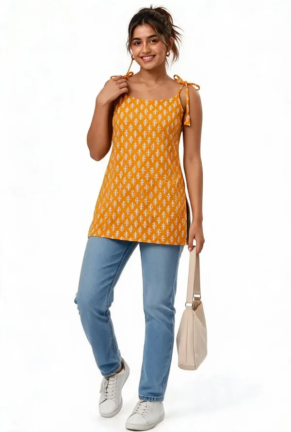 Yellow_Cotten_40\40_Kurti_For_Women