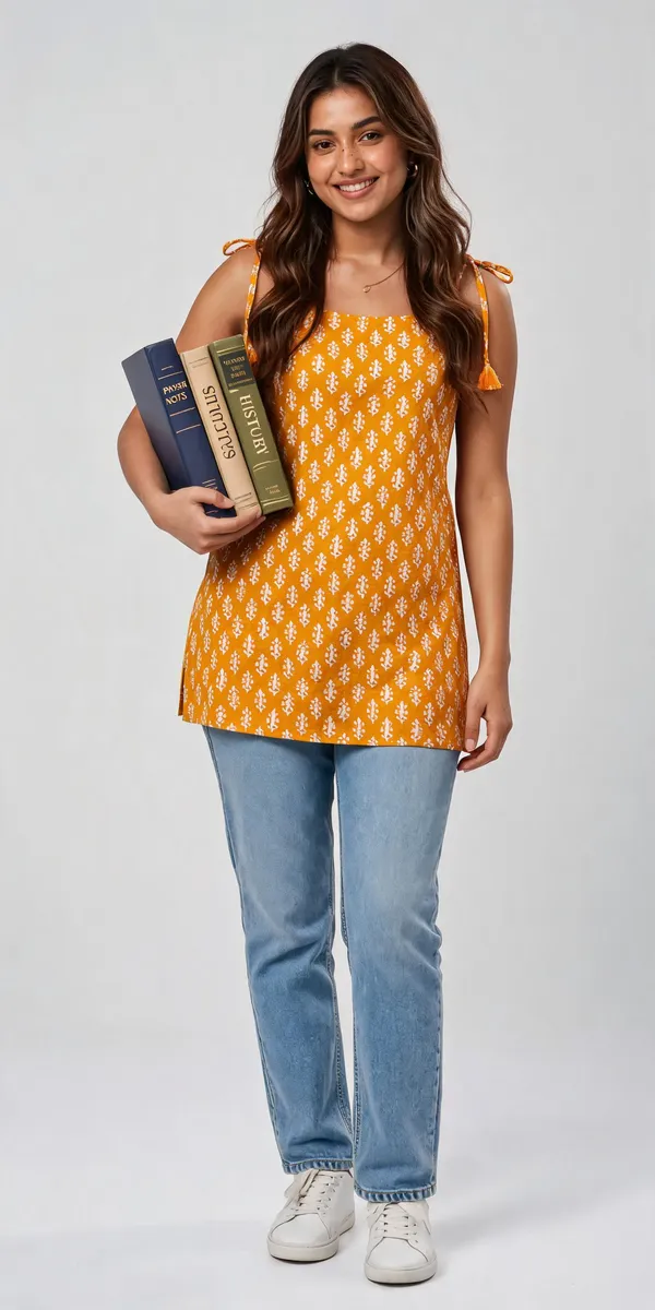 Yellow_Cotten_40\40_Kurti_For_Women
