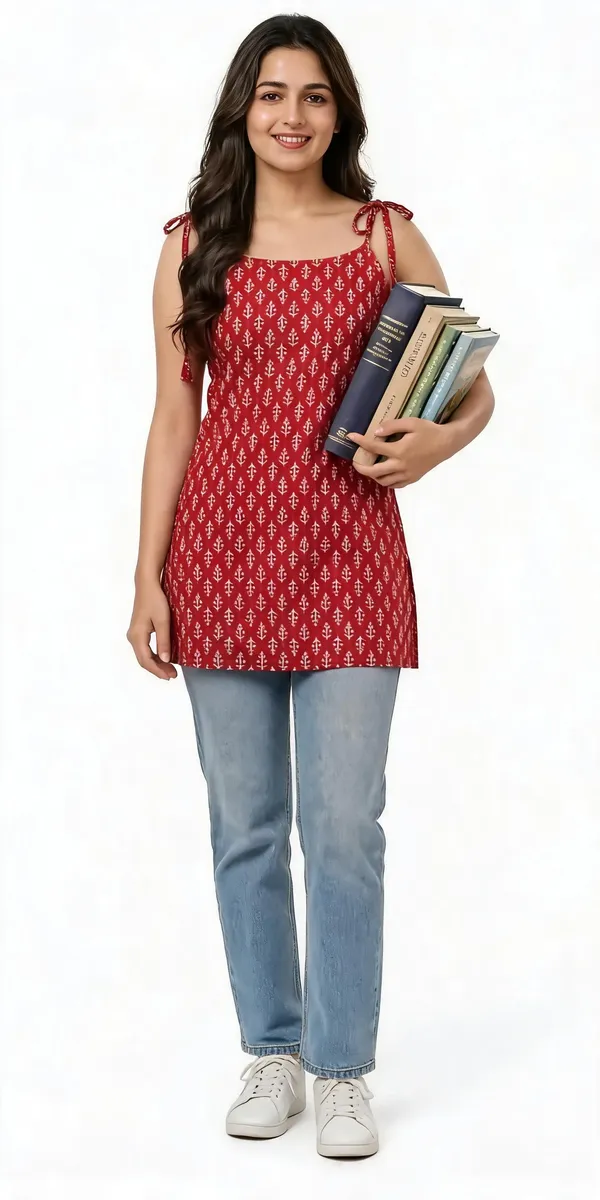 Red_Cotten_40\40_Kurti_For_Women