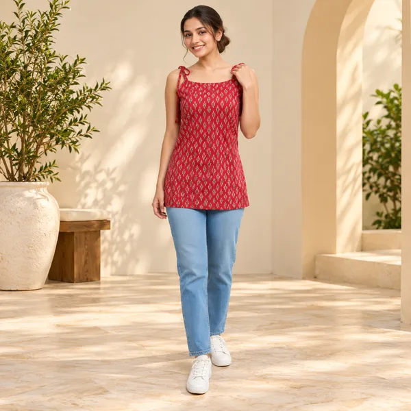 Red_Cotten_40\40_Kurti_For_Women
