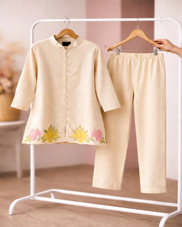 Elegant_Cream_Embroidered_Kurta_Pant_Set_For_Women