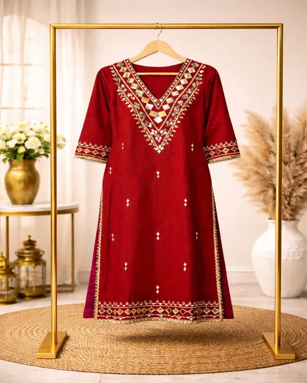 Designer_Anarkali_Kurta_Set_For_Women_Red_Yellow_Brown_Red